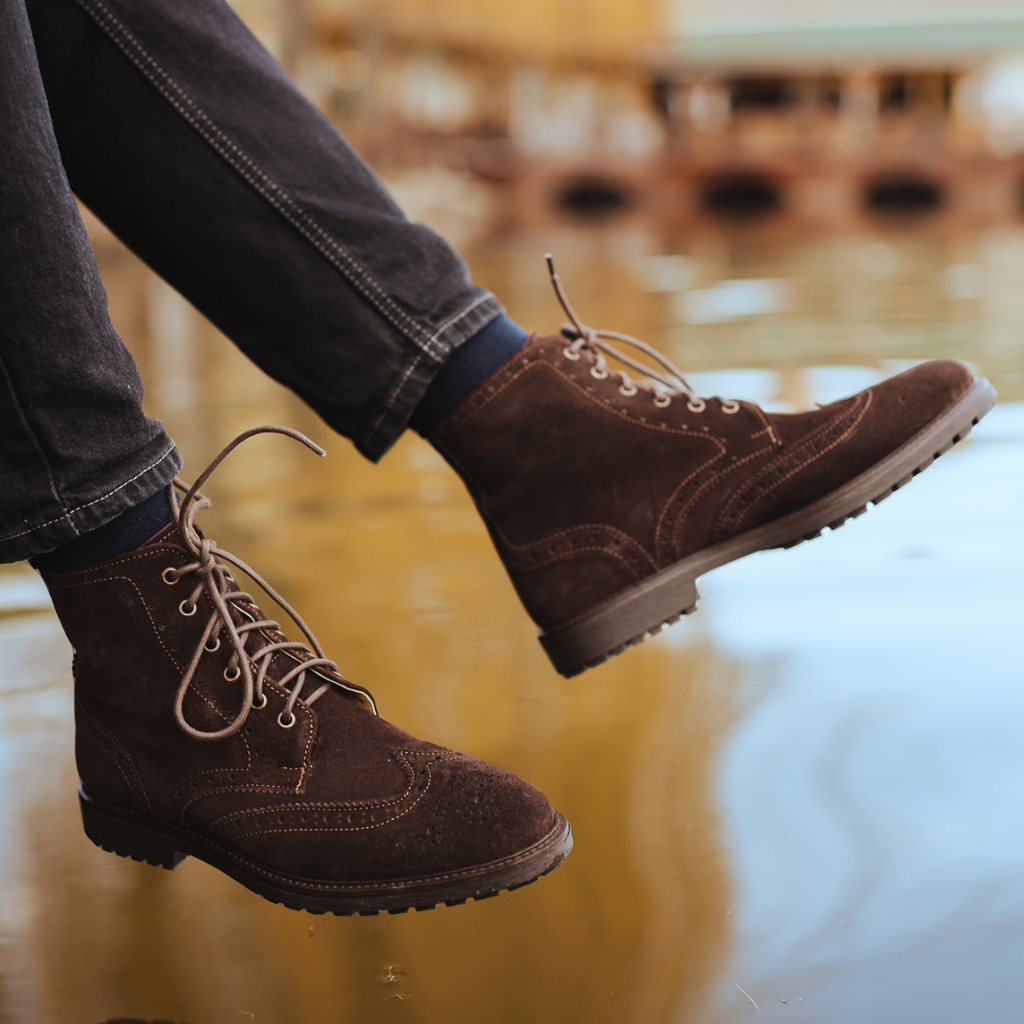 Bottines décorées en suède - Tête de Moro