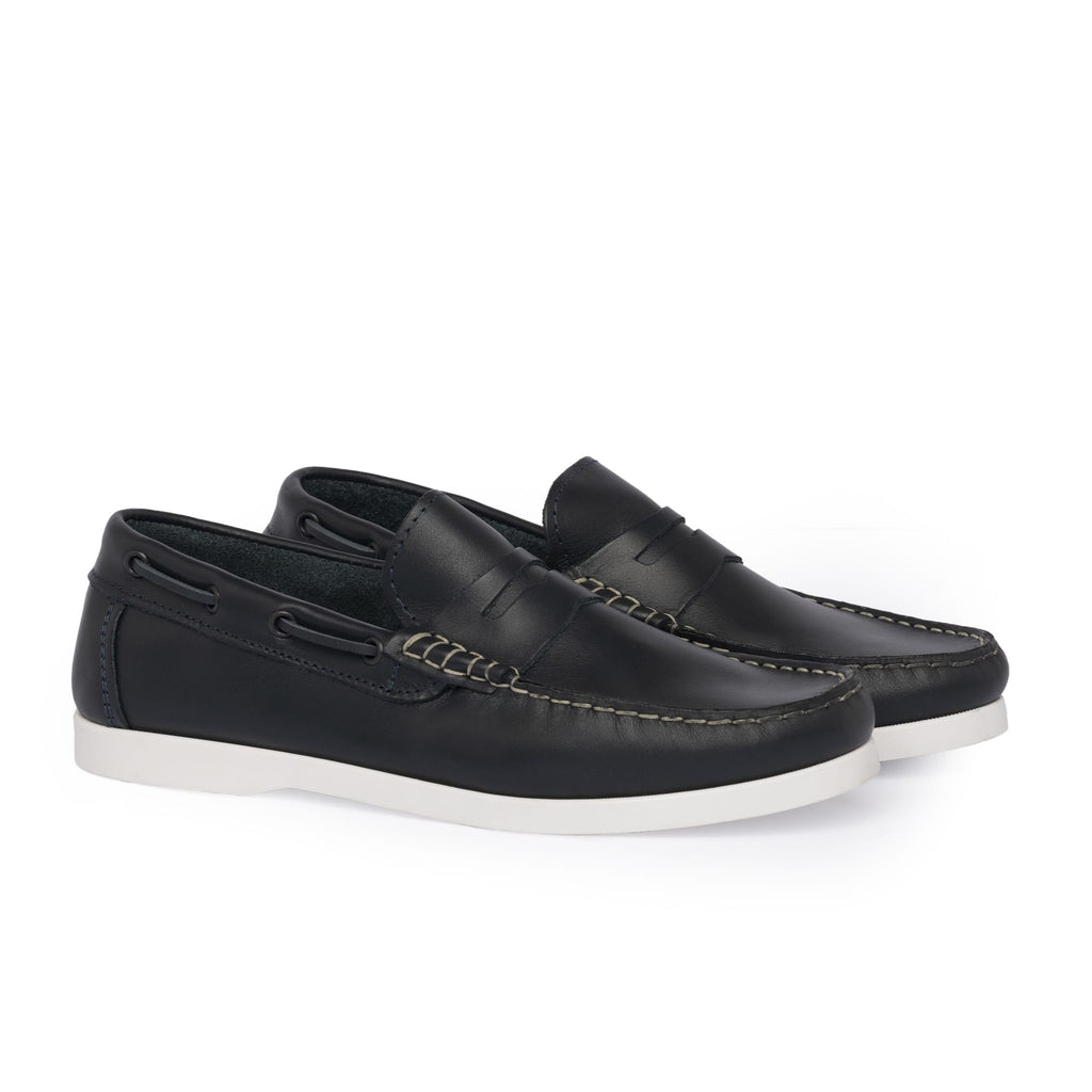 Mocassins Bateau 02 avec Bandine en Cuir Bleu