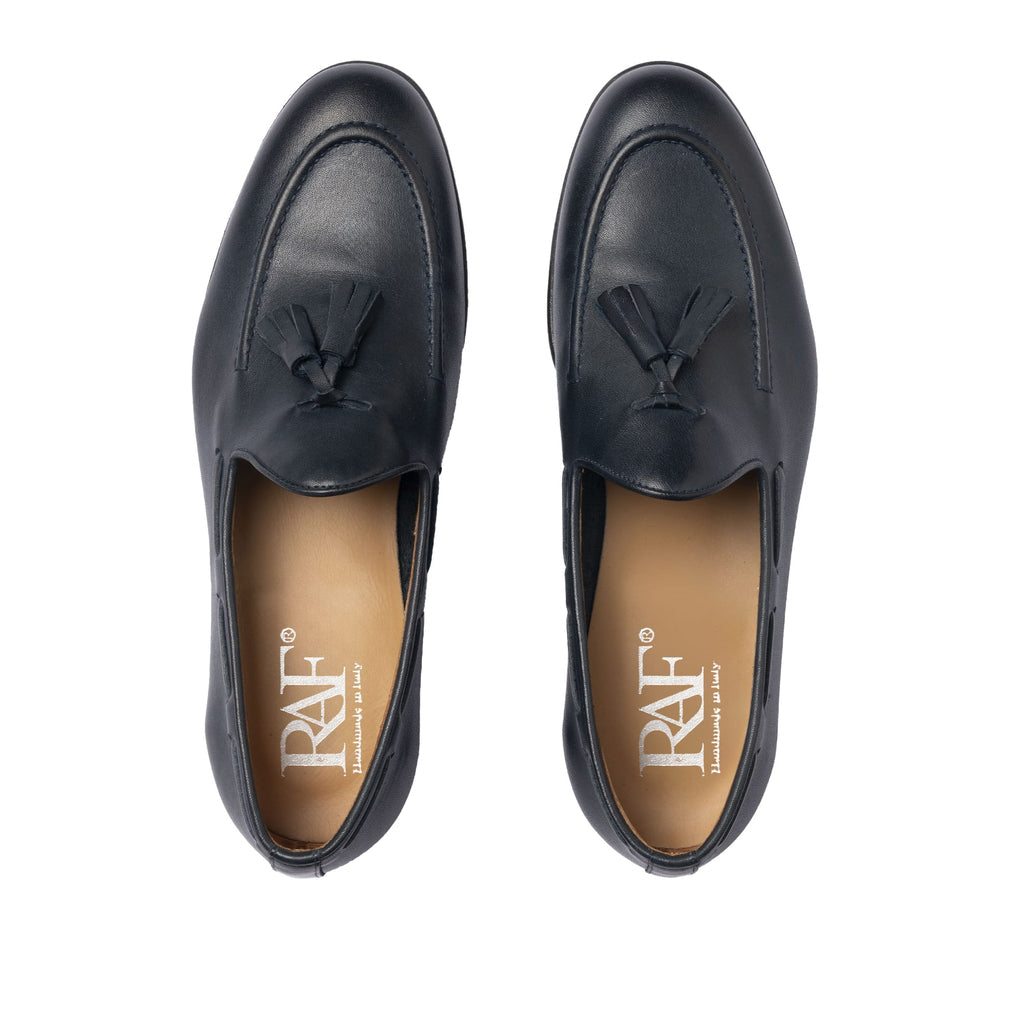 Mocassins avec nœud en cuir - Bleu