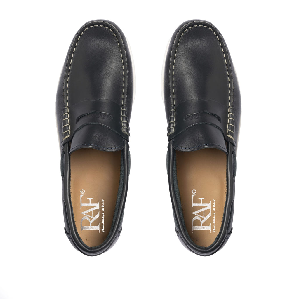 Mocassins Bateau 02 avec Bandine en Cuir Bleu