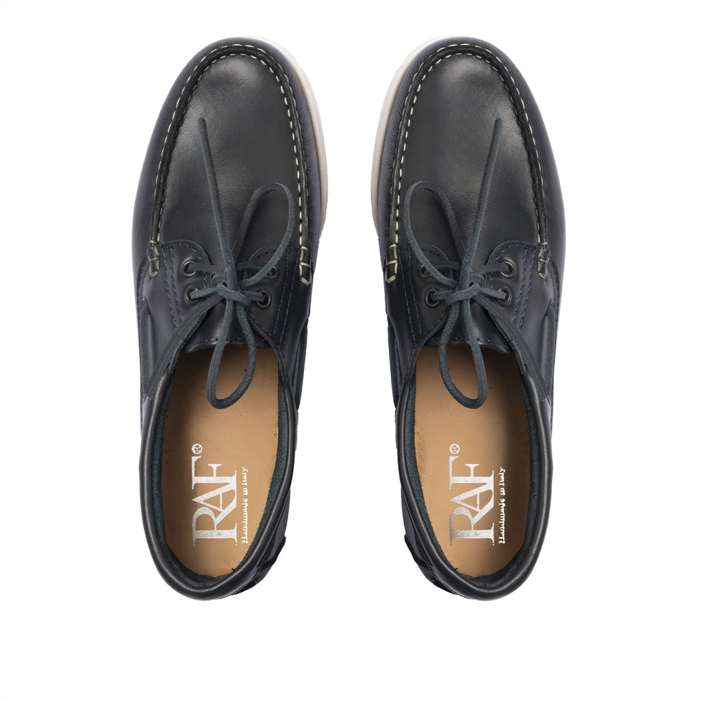 Mocassins Bateau 01 avec lacets en cuir bleu