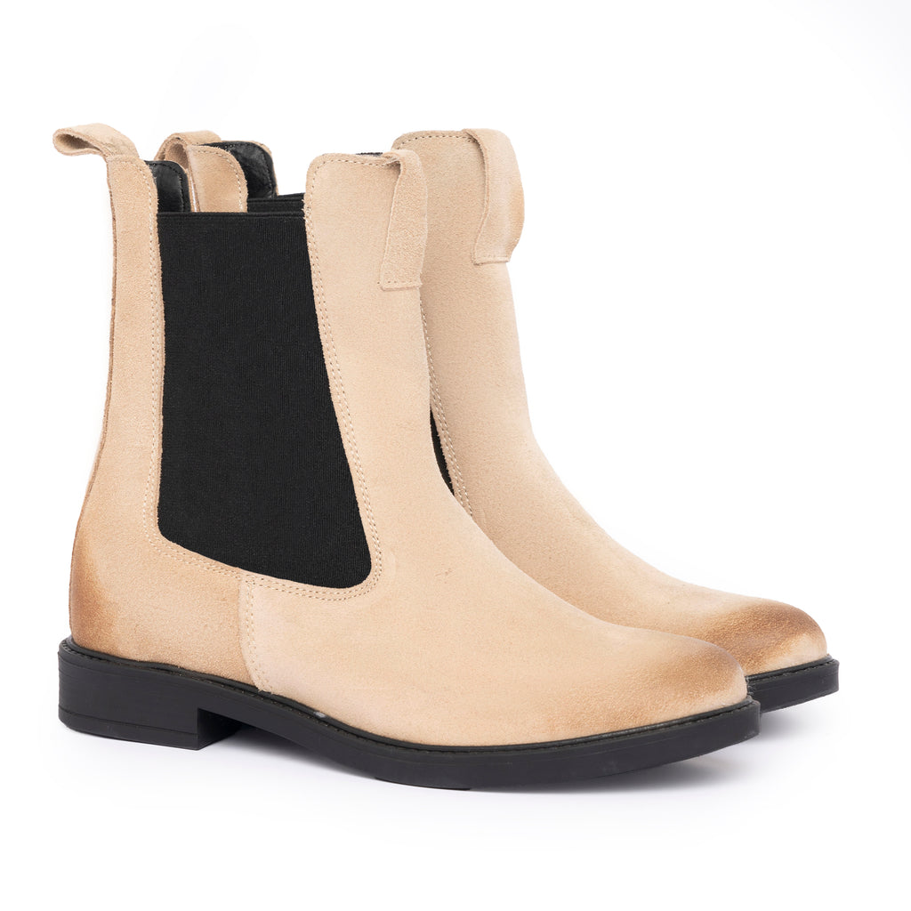 Bottines Beatles Femme en Suède - Taupe