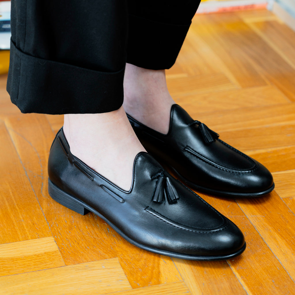 Mocassins à nœud en cuir - Noir