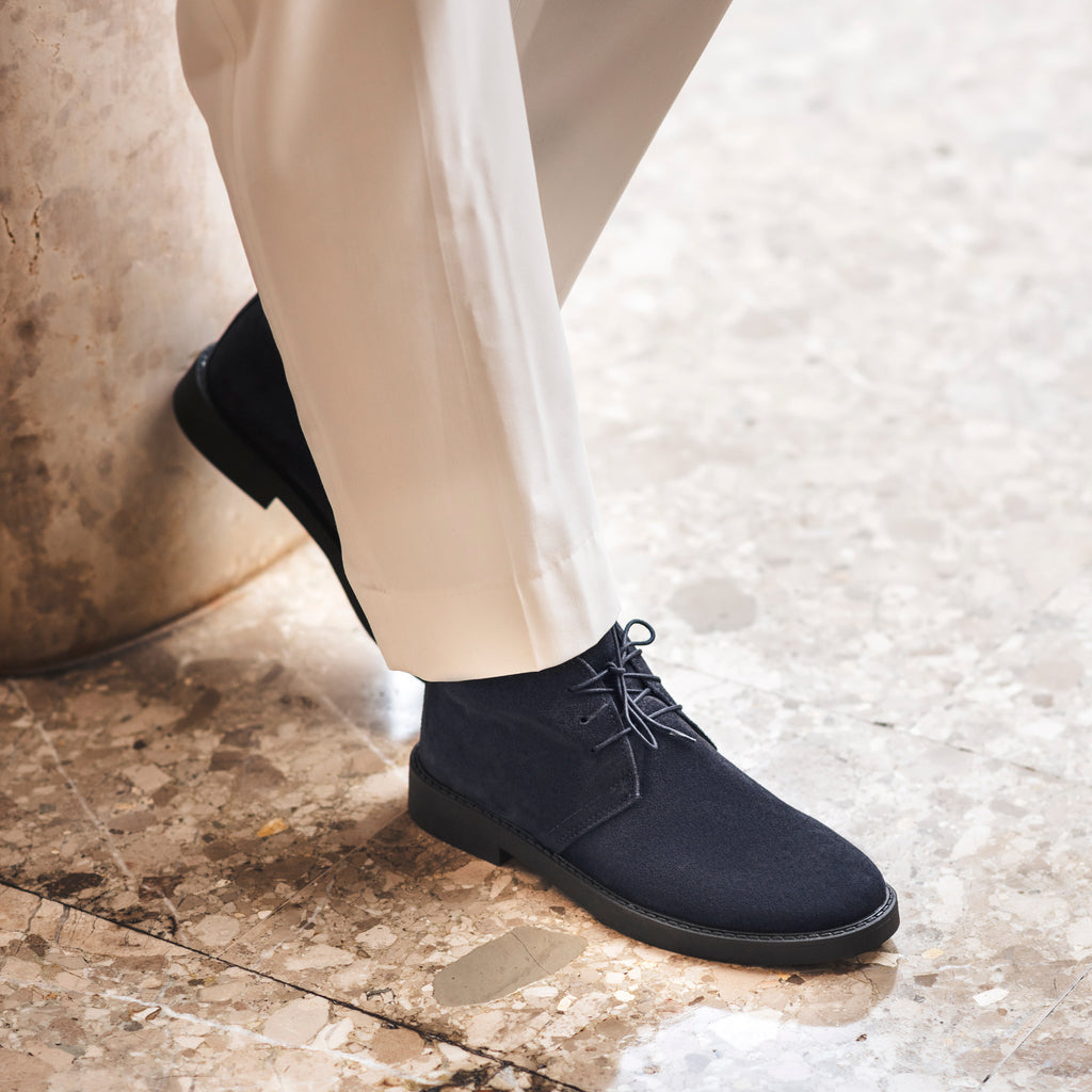 Chaussures à lacets en daim - Bleu