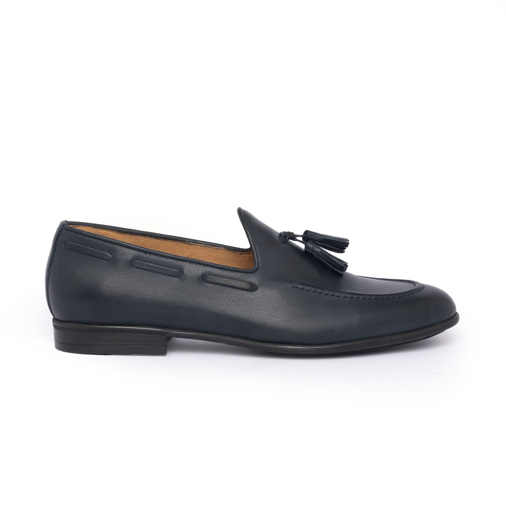 Mocassins avec nœud en cuir - Bleu