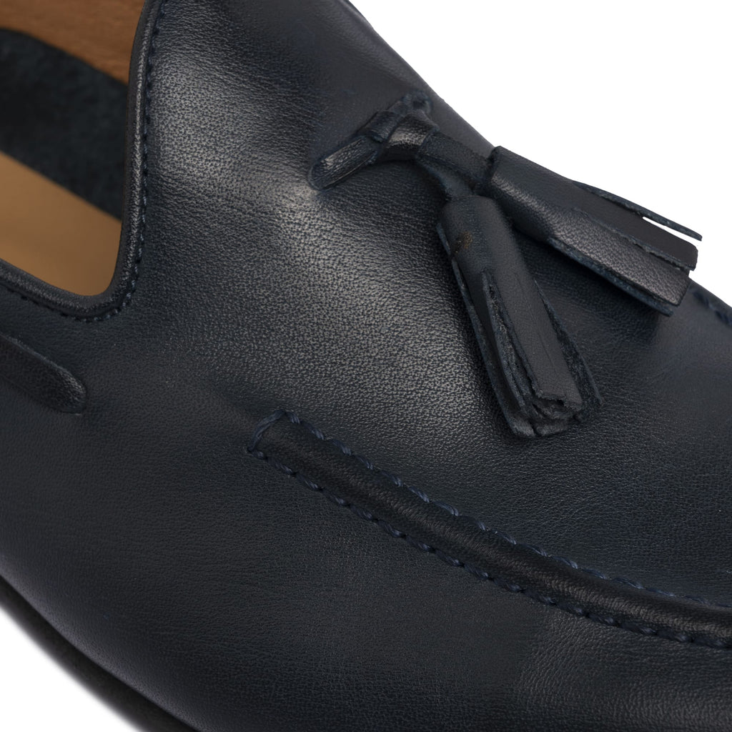 Mocassins avec nœud en cuir - Bleu
