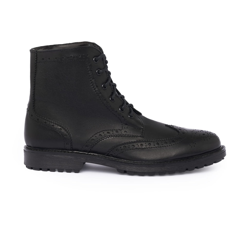 Bottines décorées en cuir - Noir