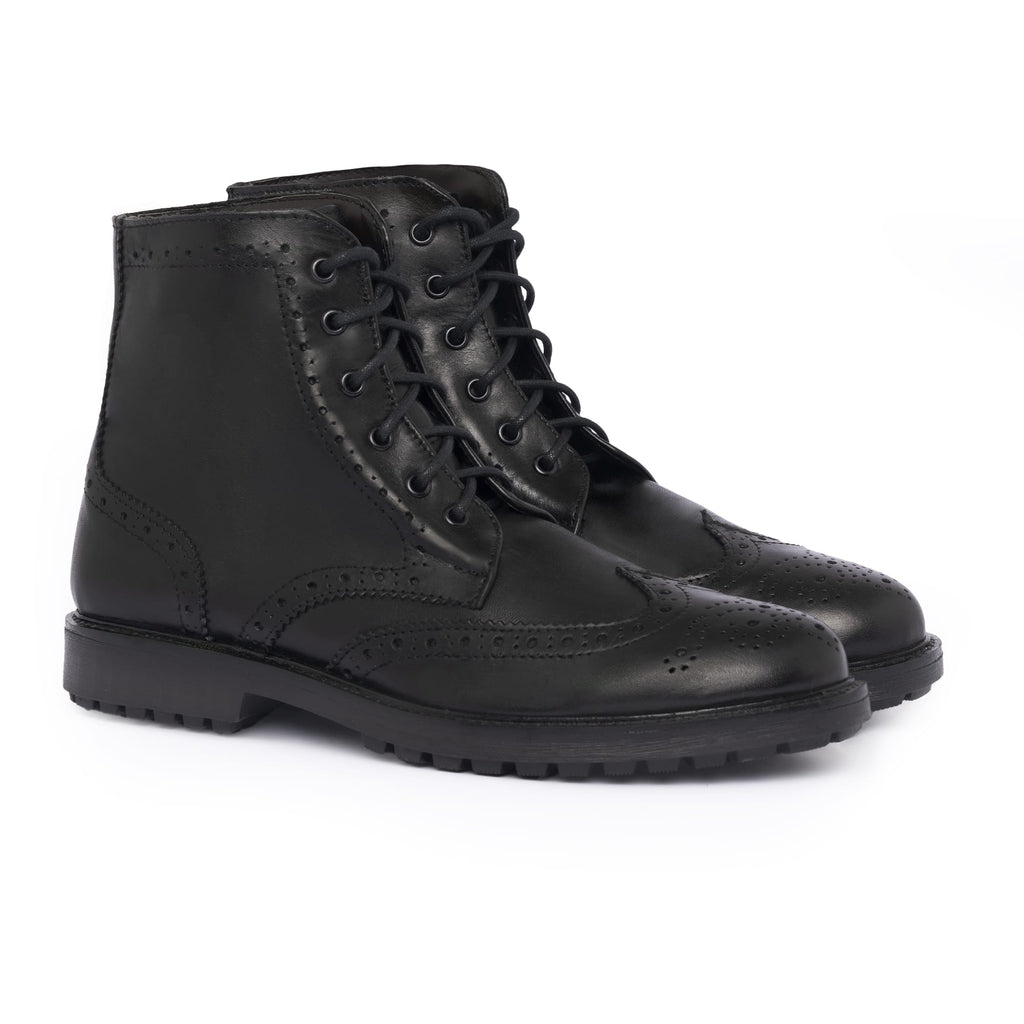 Bottines décorées en cuir - Noir