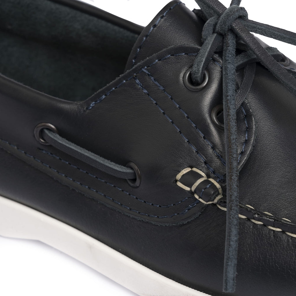 Mocassins Bateau 01 avec lacets en cuir bleu