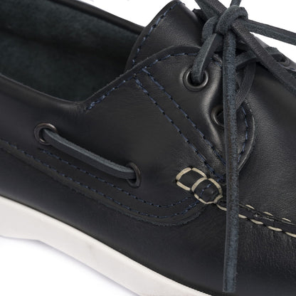 Mocassins Bateau 01 avec lacets en cuir bleu