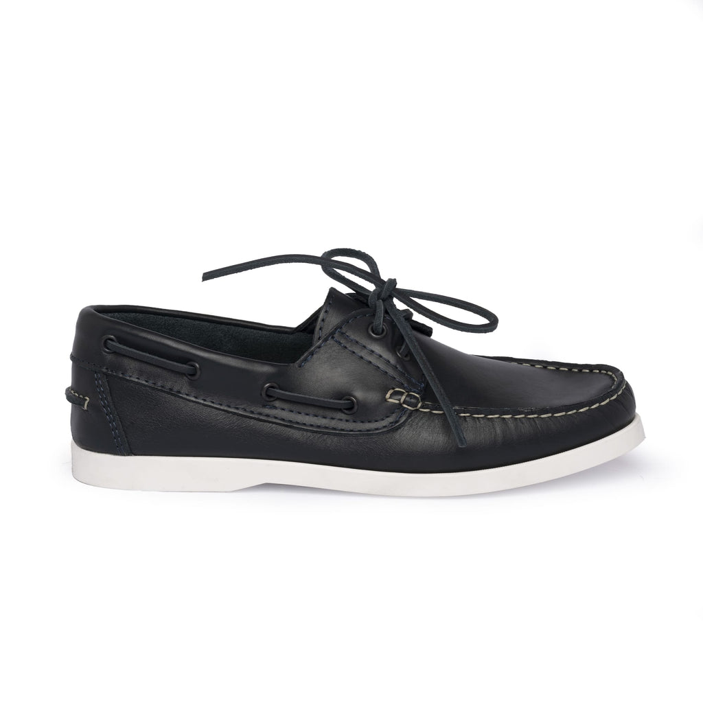 Mocassins Bateau 01 avec lacets en cuir bleu