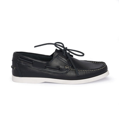 Mocassins Bateau 01 avec lacets en cuir bleu
