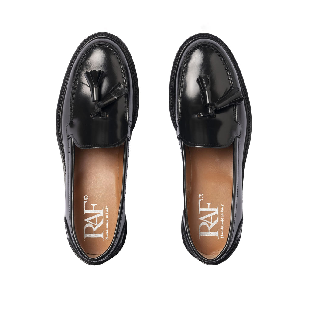 Mocassins A104PN Femme avec nœud en cuir - Noir