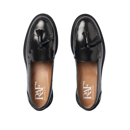 Mocassins A104PN Femme avec nœud en cuir - Noir