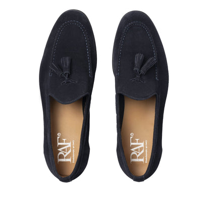 Mocassins avec nœud en daim - Bleu