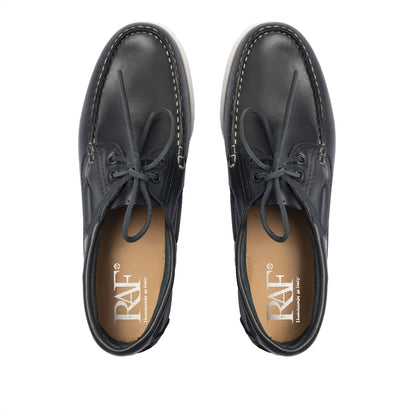 Mocassins Bateau 01 avec lacets en cuir bleu