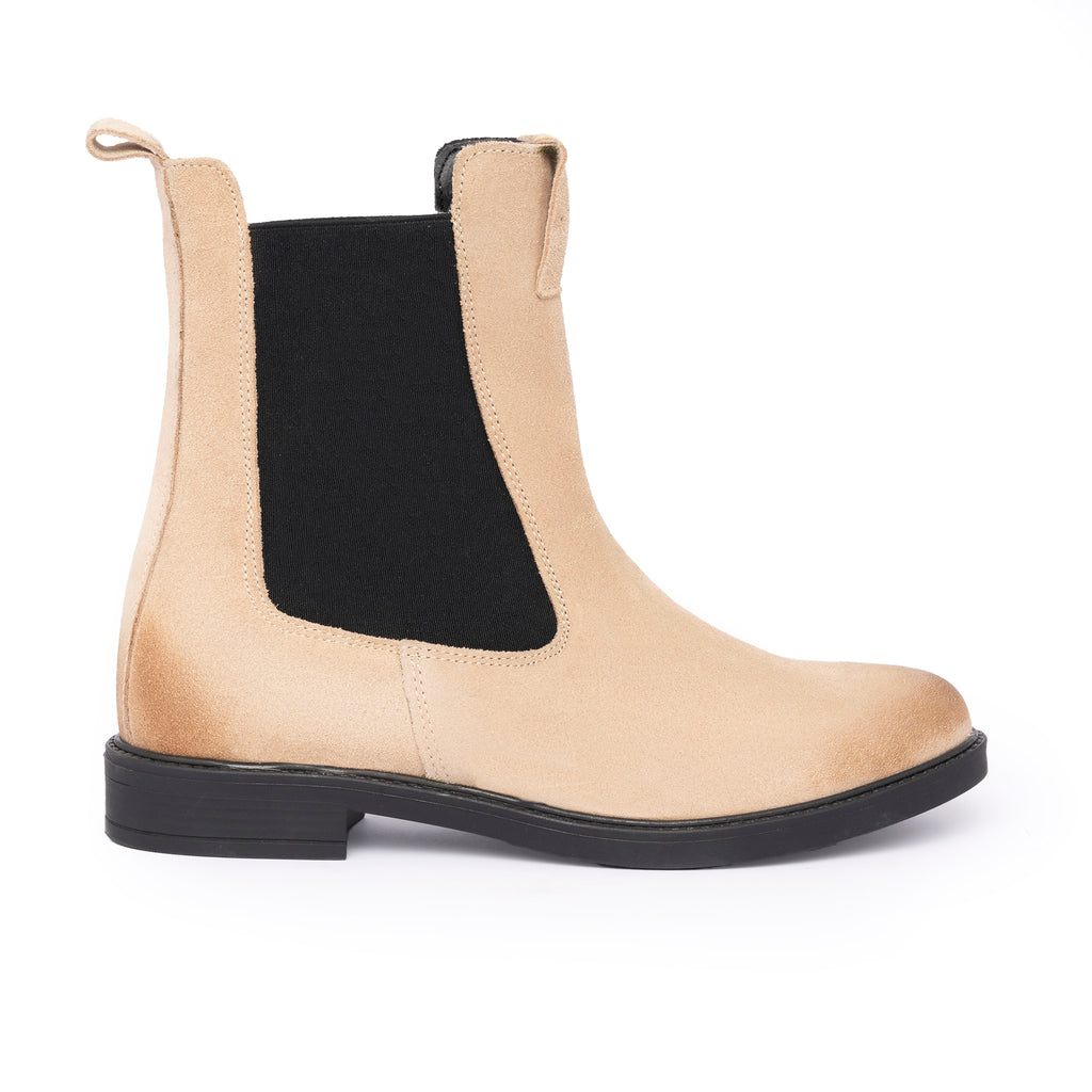 Bottines Beatles Femme en Suède - Taupe