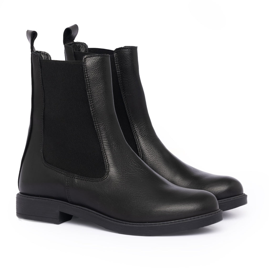 Bottines Beatles Femme en Cuir - Noir