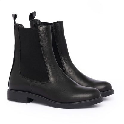 Bottines Beatles Femme en Cuir - Noir
