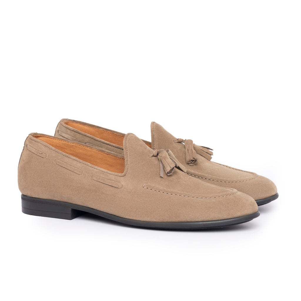 Mocassins avec nœud en daim - Taupe