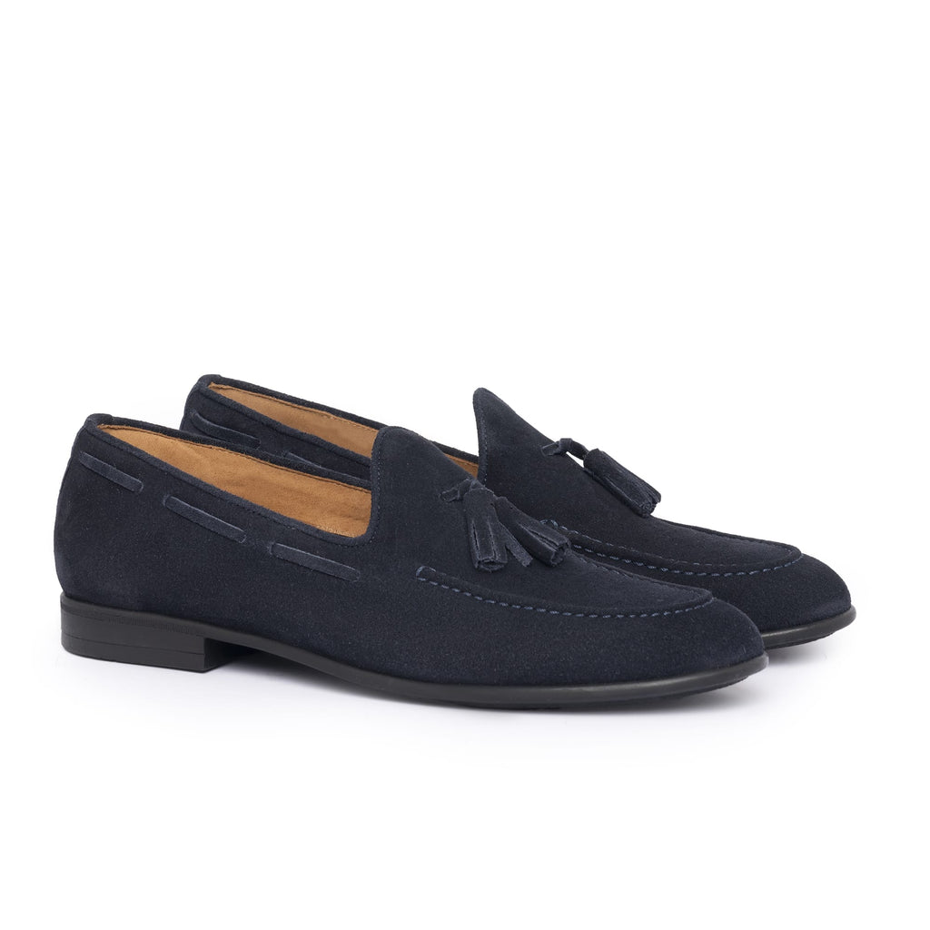 Mocassins avec nœud en daim - Bleu