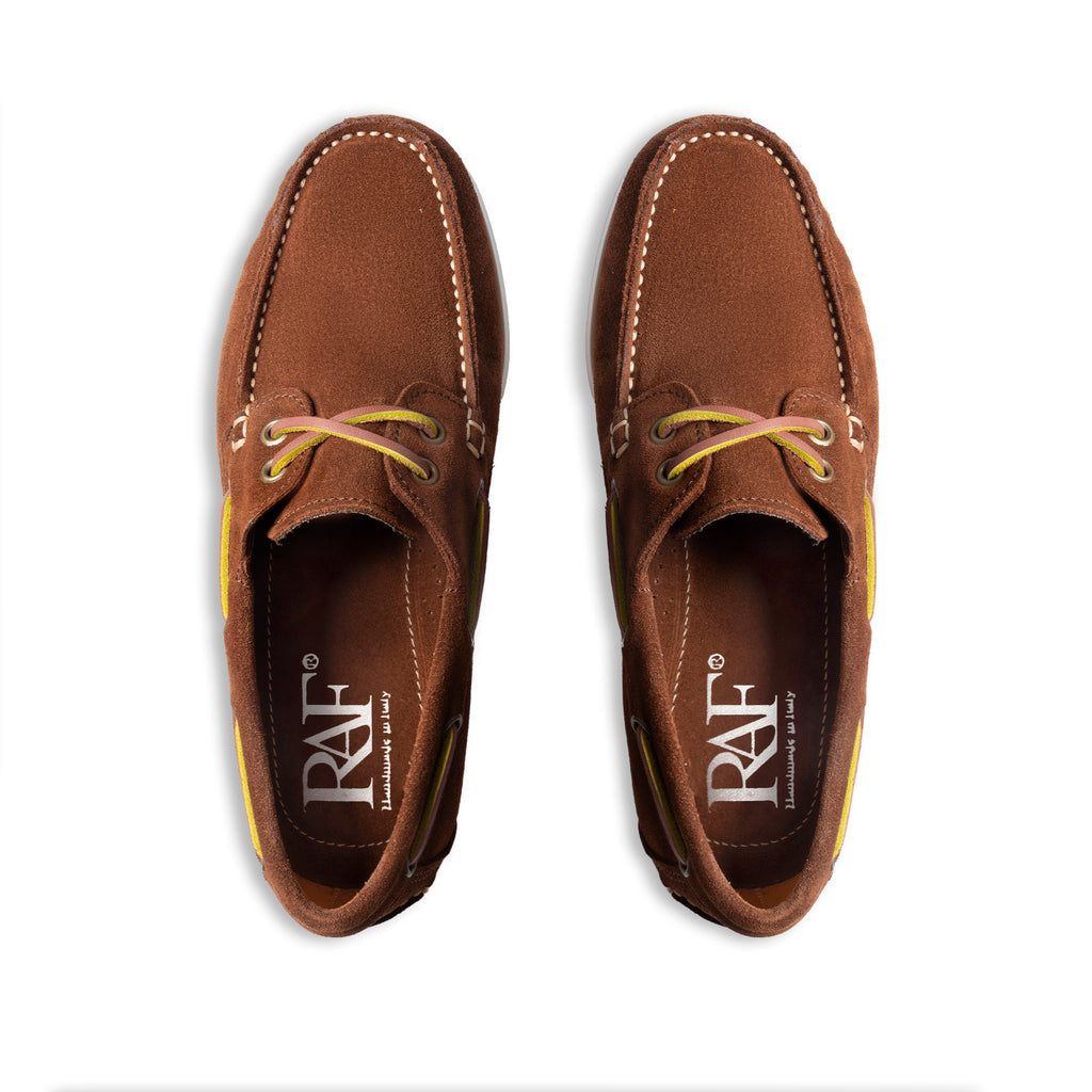 Mocassins bateau femme en daim brûlé