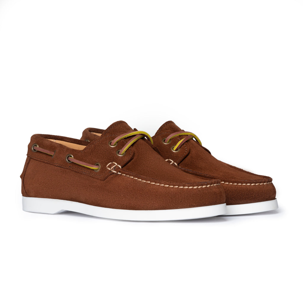 Mocassins bateau femme en daim brûlé
