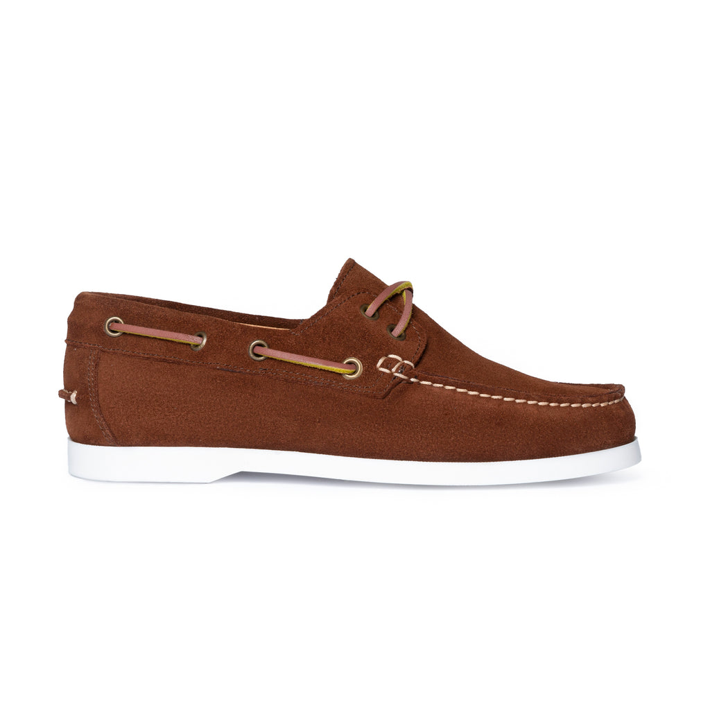 Mocassins bateau femme en daim brûlé