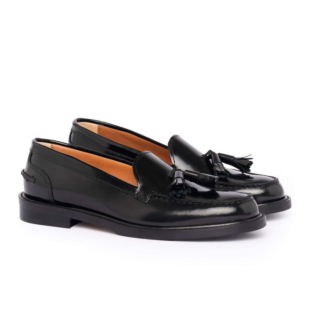 Mocassins A104PN Femme avec nœud en cuir - Noir