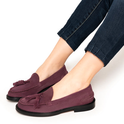 Mocassins Femme avec Nœud en Daim - Bordeaux
