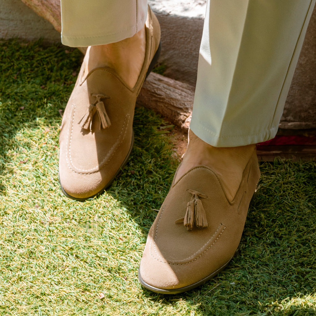 Mocassins avec nœud en daim - Taupe
