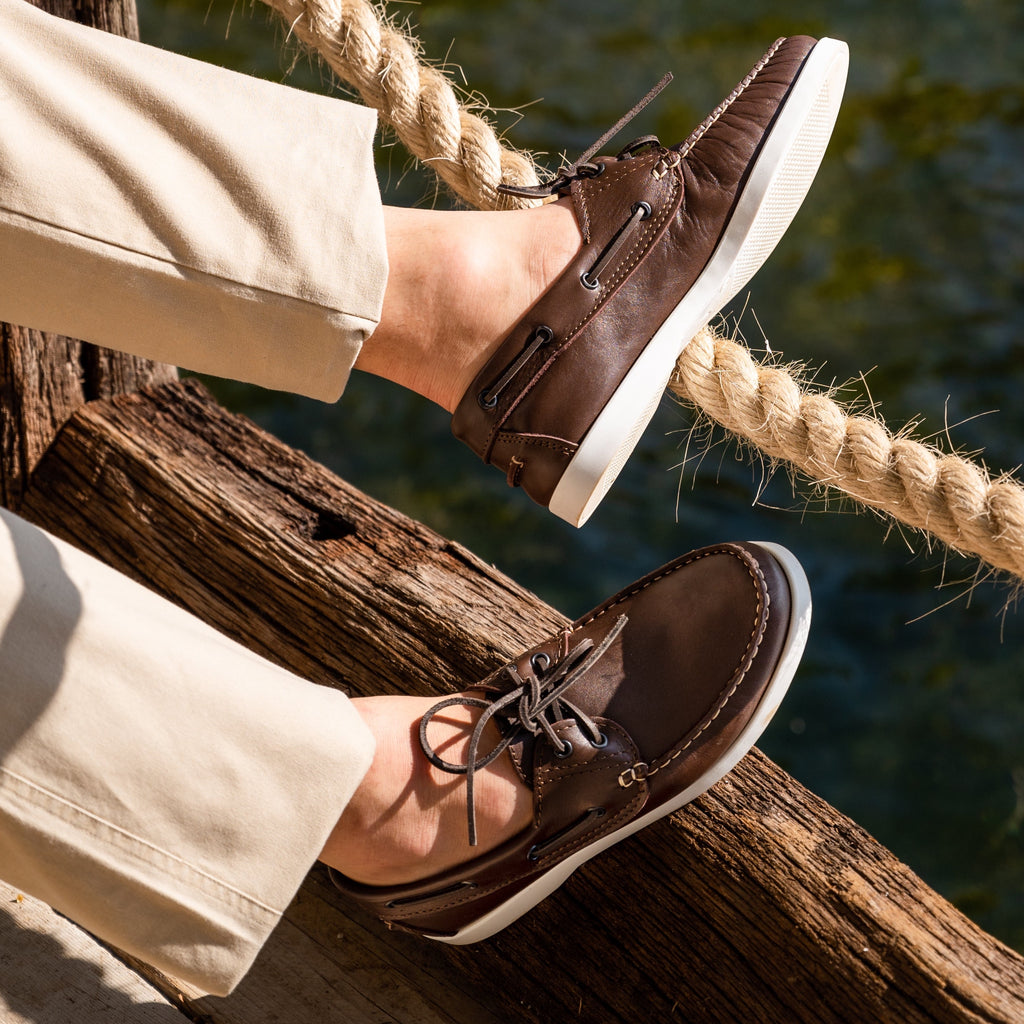 Mocassins Bateau 01 avec Lacets en Cuir tête de Moro