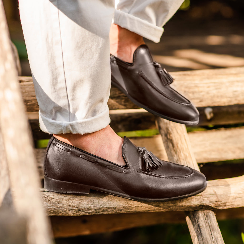 Mocassins avec nœud en cuir - Tête de Moro